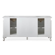 Load image into Gallery viewer, Silkroad Exclusive 72&quot; Traditional Double Sink Vanity with Carrara Marble Top in Vintage White, back