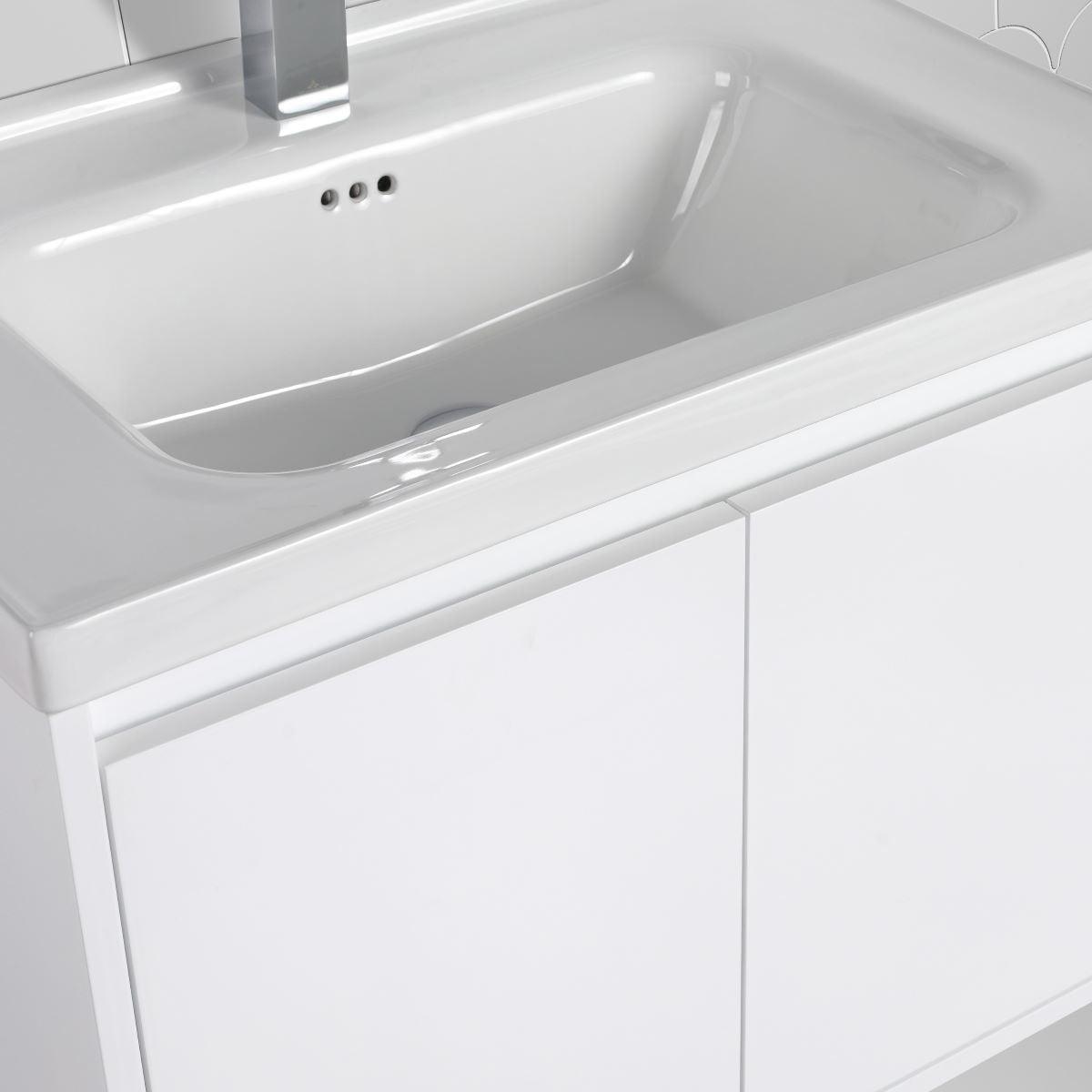 Blossom Bern 28″ Vanity with Ceramic Basin - Modern Minimalist Design in Glossy White, closeup