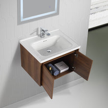 Load image into Gallery viewer, Blossom Bern 24″ Vanity with Ceramic Basin - Sleek Eco-Friendly Design in Brown Walnut, open