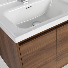 Load image into Gallery viewer, Blossom Bern 24″ Vanity with Ceramic Basin - Sleek Eco-Friendly Design in Brown Walnut, closeup