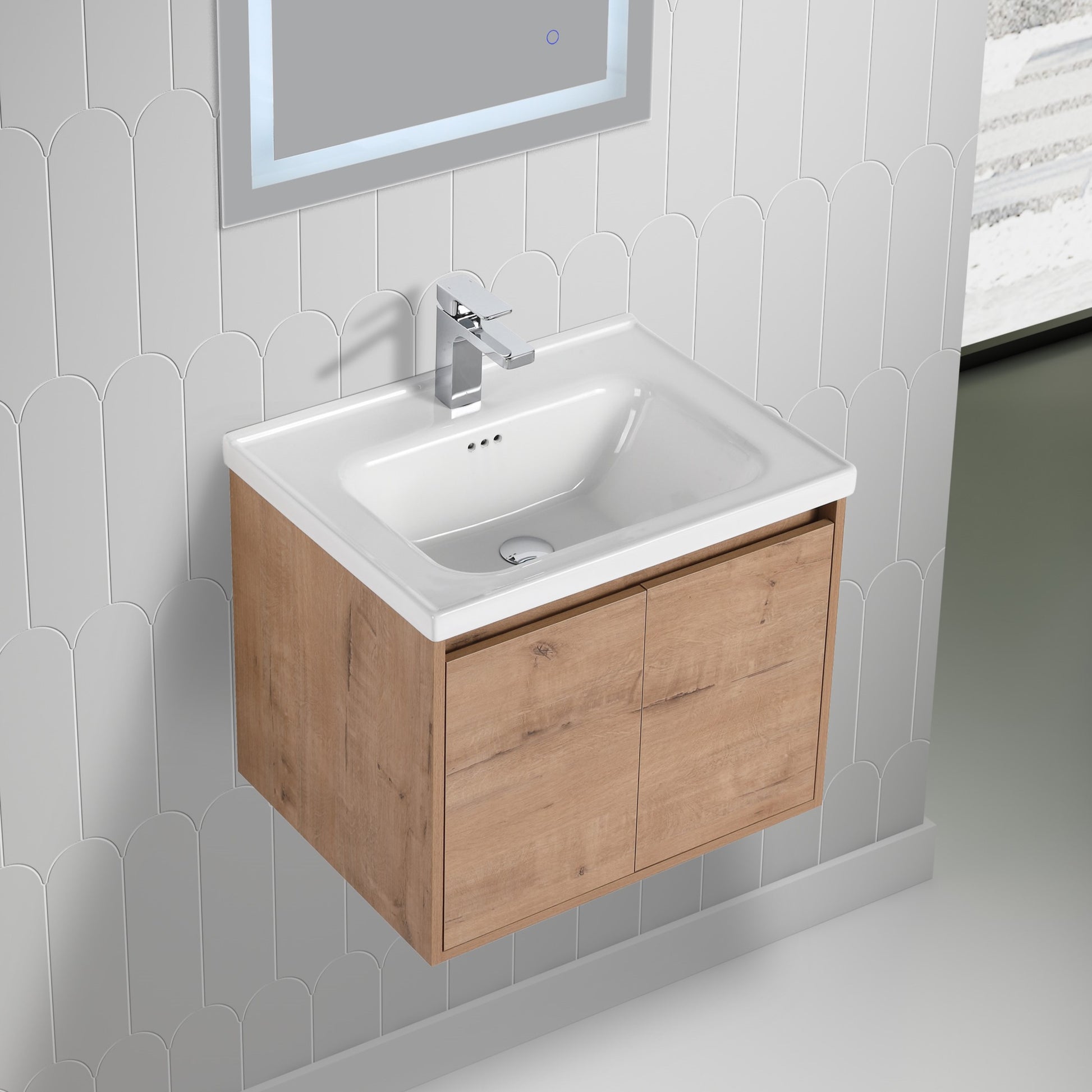 Blossom Bern 24″ Vanity with Ceramic Basin - Sleek Eco-Friendly Design in Classic Oak, side