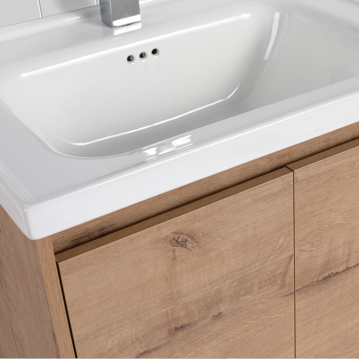 Blossom Bern 24″ Vanity with Ceramic Basin - Sleek Eco-Friendly Design in Classic Oak, closeup