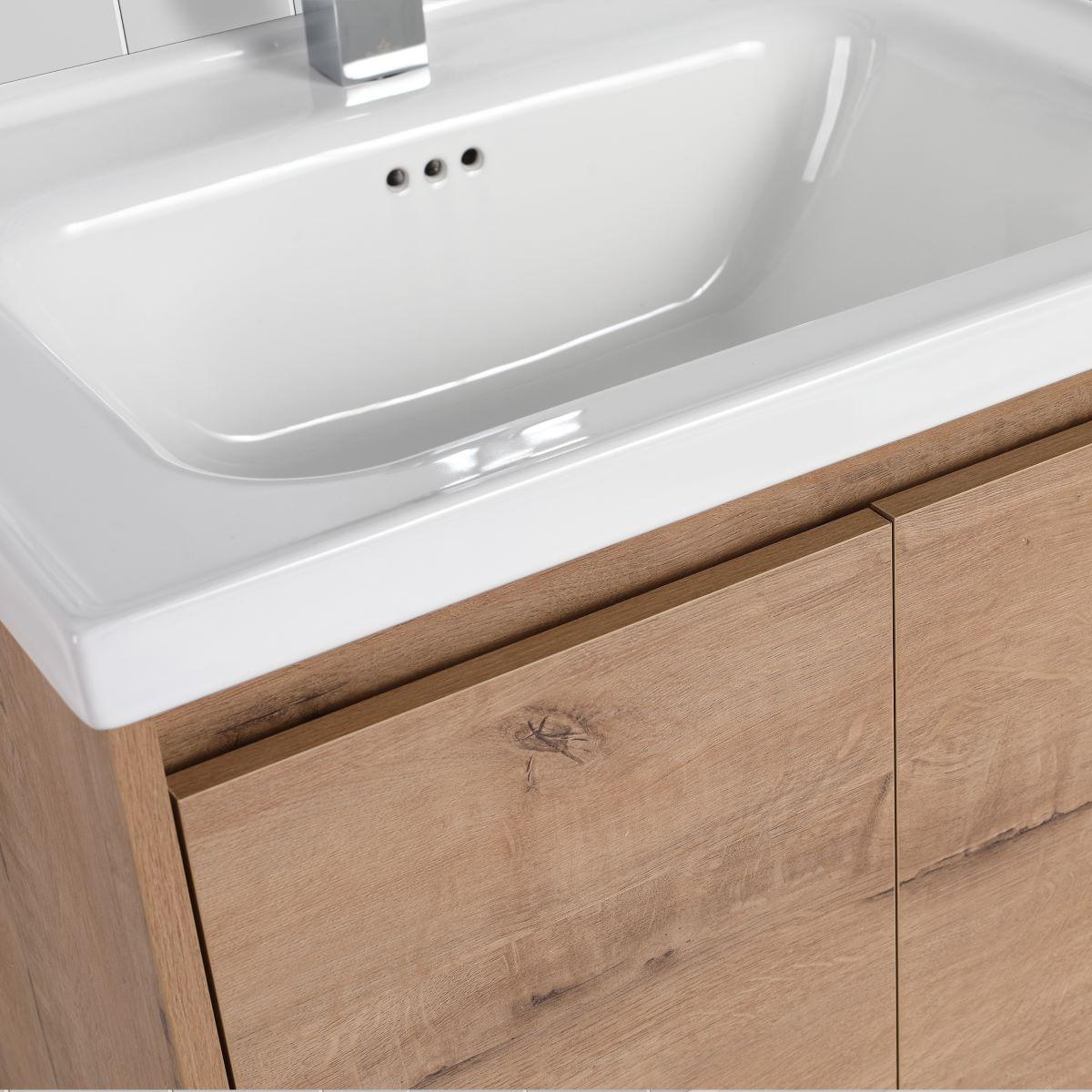 Blossom Bern 28″ Vanity with Ceramic Basin - Modern Minimalist Design in Classic Oak, closeup