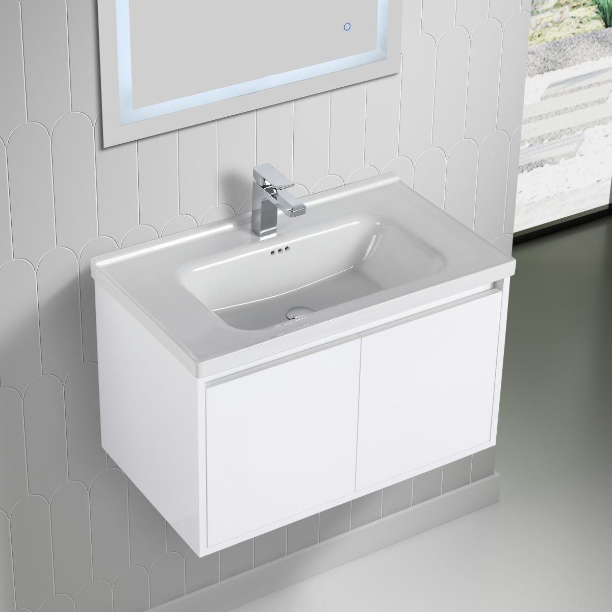 Blossom Bern 28″ Vanity with Ceramic Basin - Modern Minimalist Design in Glossy White, side