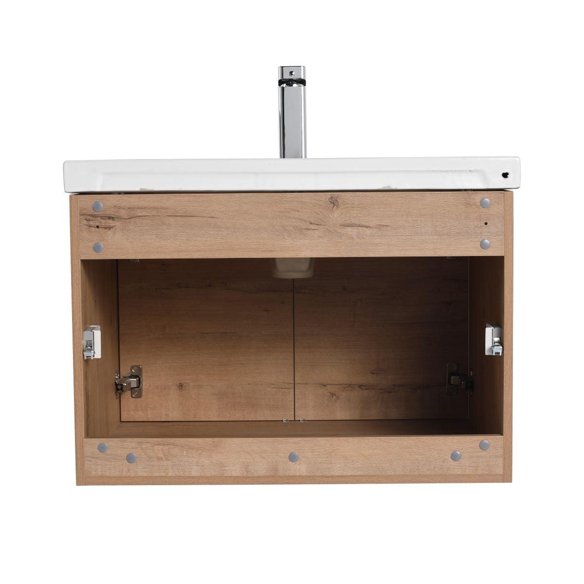 Blossom Bern 28″ Vanity with Ceramic Basin - Modern Minimalist Design in Classic Oak, back