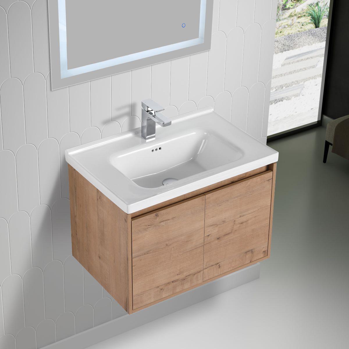 Blossom Bern 28″ Vanity with Ceramic Basin - Modern Minimalist Design in Classic Oak, side