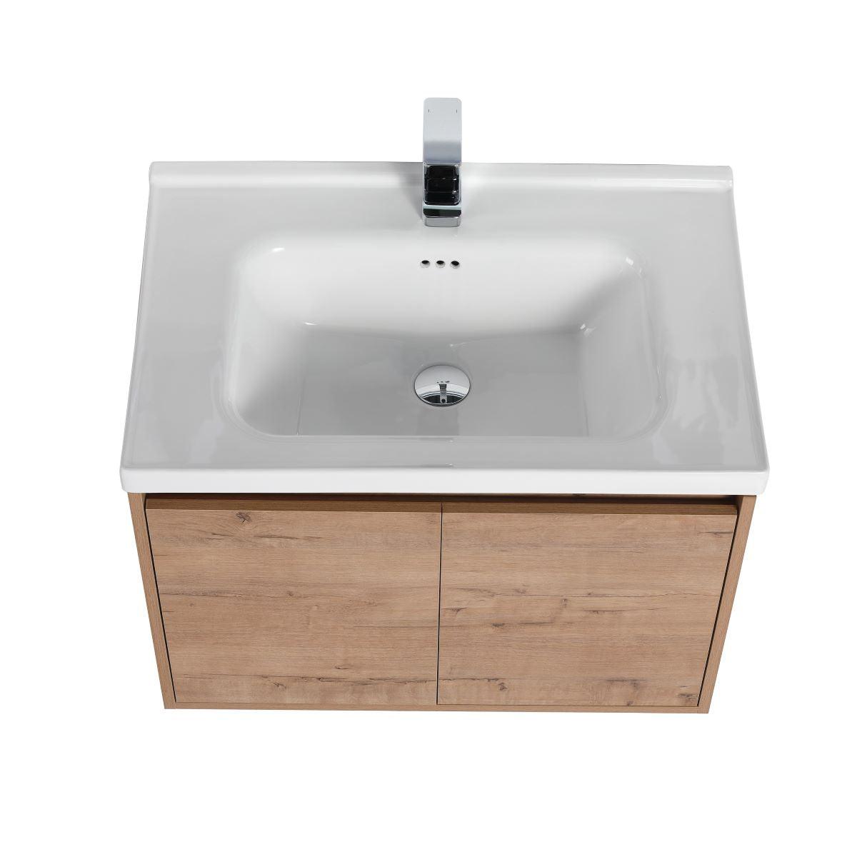 Blossom Bern 28″ Vanity with Ceramic Basin - Modern Minimalist Design in Classic Oak, up view