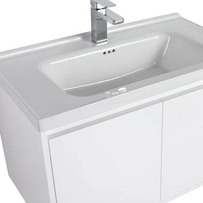 Blossom Bern 32″ Vanity with Ceramic Basin - Eco-Friendly Minimalism in Glossy White, closeup