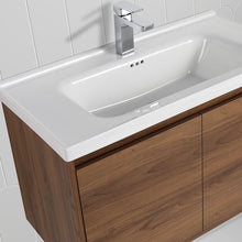 Load image into Gallery viewer, Blossom Bern 32″ Vanity with Ceramic Basin - Eco-Friendly Minimalism in Glossy Brown Walnut, side