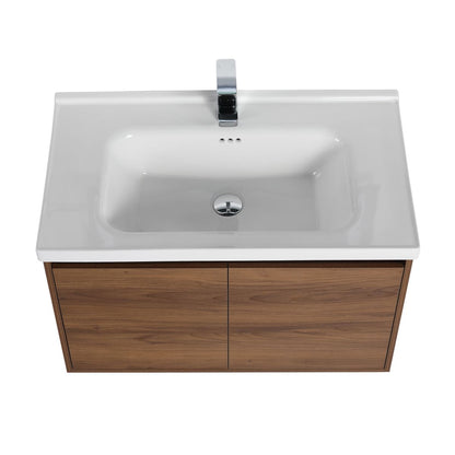 Blossom Bern 32″ Vanity with Ceramic Basin - Eco-Friendly Minimalism in Glossy White, Brown Walnut & Classic Oak