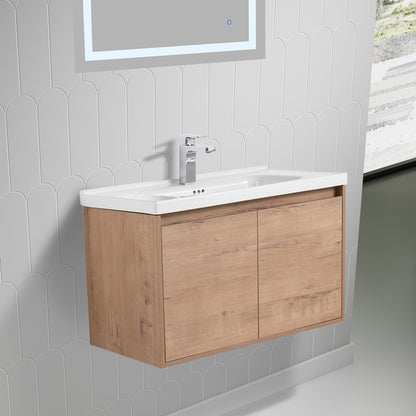 Blossom Bern 32″ Vanity with Ceramic Basin - Eco-Friendly Minimalism in Classic Oak, side1