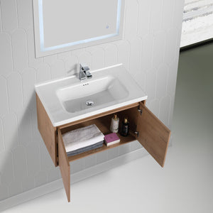 Blossom Bern 32″ Vanity with Ceramic Basin - Eco-Friendly Minimalism in Classic Oak, open