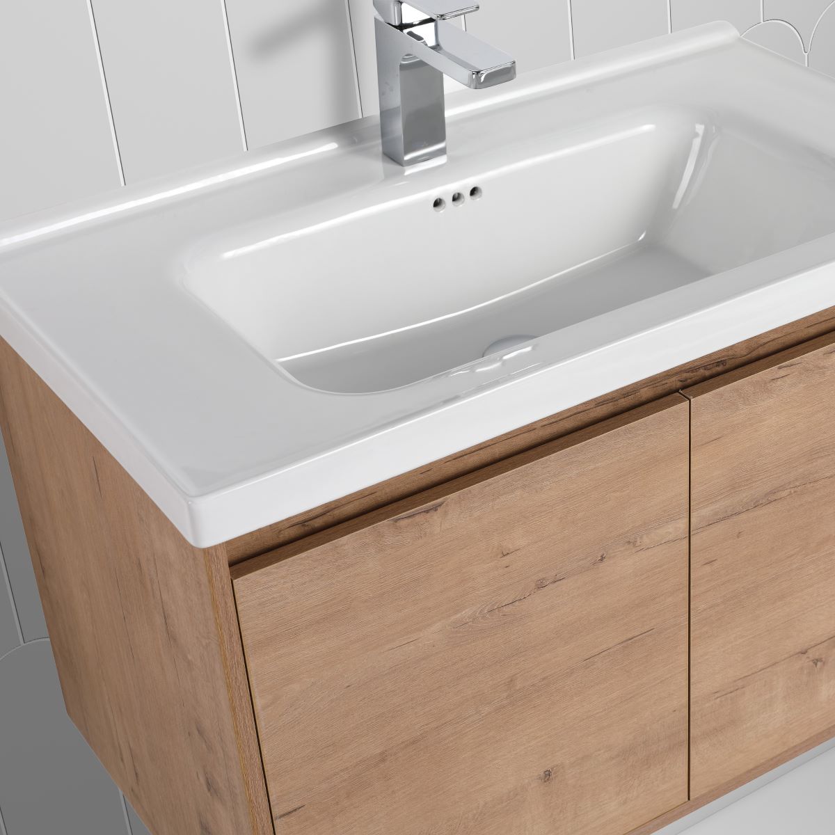 Blossom Bern 32″ Vanity with Ceramic Basin - Eco-Friendly Minimalism in Classic Oak, side