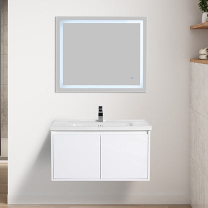 Blossom Bern 36″ Vanity with Ceramic Basin - Eco-Friendly Minimalist Design in Glossy White, front