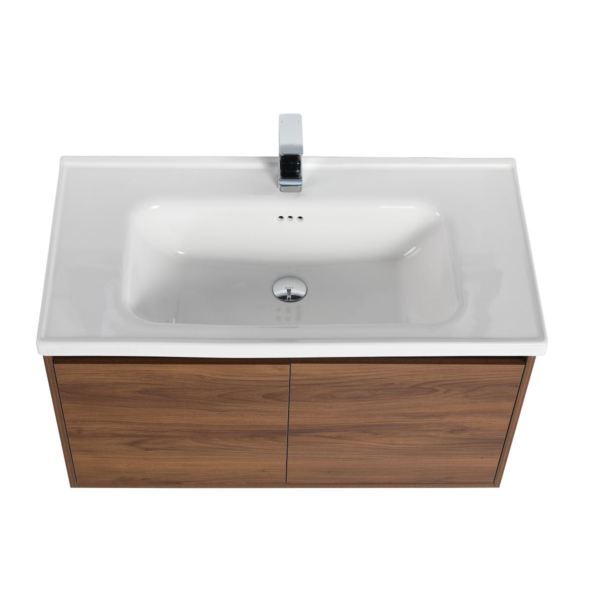 Blossom Bern 36″ Vanity with Ceramic Basin - Eco-Friendly Minimalist Design in Brown Walnut, up