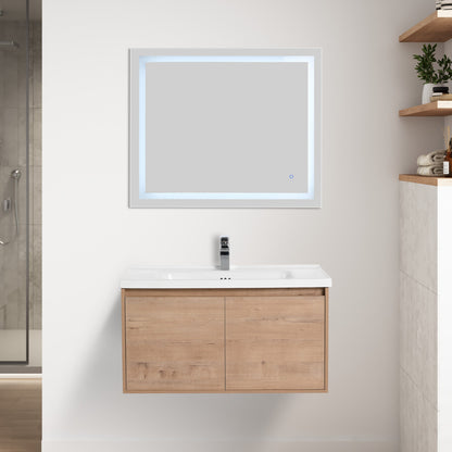 Blossom Bern 36″ Vanity with Ceramic Basin - Eco-Friendly Minimalist Design in Classic Oak, front