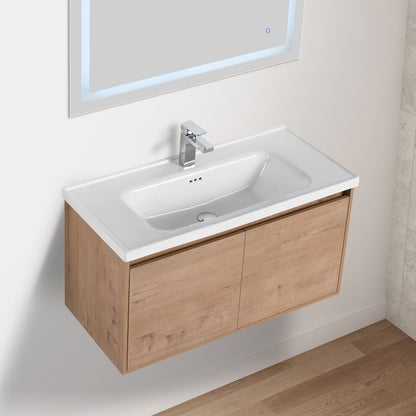 Blossom Bern 36″ Vanity with Ceramic Basin - Eco-Friendly Minimalist Design in Classic Oak, side view