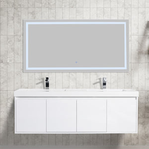 Bern 60″ Double Vanity - Spacious Minimalist Design in Glossy White,  front