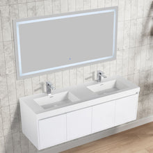 Load image into Gallery viewer, Bern 60″ Double Vanity - Spacious Minimalist Design in Glossy White,  side