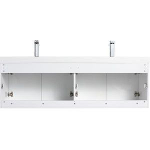 Bern 60″ Double Vanity - Spacious Minimalist Design in Glossy White,   back