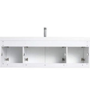 Bern 60″ Single Vanity - Spacious Minimalist Design in Glossy White, Back