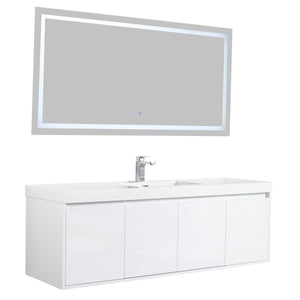 Bern 60″ Single Vanity - Spacious Minimalist Design in Glossy White, no background