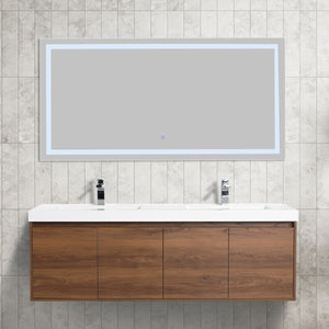 Bern 60″ Double Vanity - Spacious Minimalist Design in Brown Walnut , front