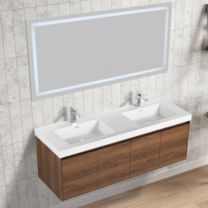 Bern 60″ Double Vanity - Spacious Minimalist Design in Brown Walnut , side