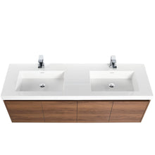 Load image into Gallery viewer, Bern 60″ Double Vanity - Spacious Minimalist Design in Brown Walnut , up view