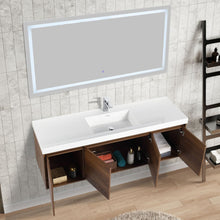 Load image into Gallery viewer, Bern 60″ Single Vanity - Spacious Minimalist Design in  Brown Walnut, open