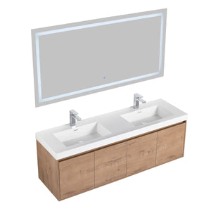 Bern 60″ Double Vanity - Spacious Minimalist Design in Classic Oak , side