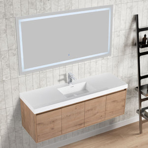 Bern 60″ Single Vanity - Spacious Minimalist Design in Classic Oak, side