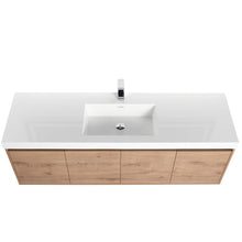 Load image into Gallery viewer, Bern 60″ Single Vanity - Spacious Minimalist Design in Classic Oak, up view