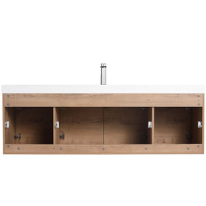 Bern 60″ Single Vanity - Spacious Minimalist Design in Classic Oak, back