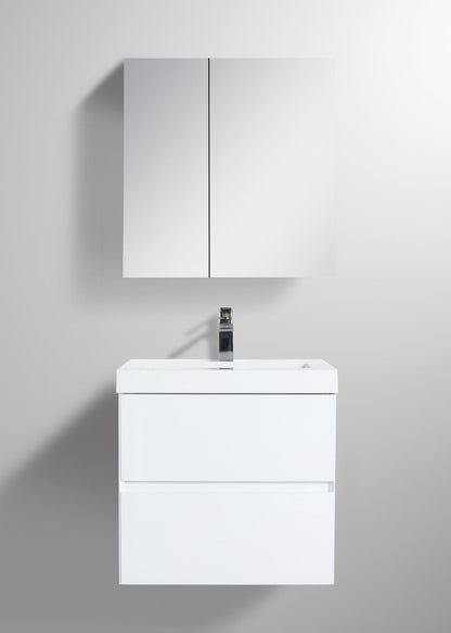 
Blossom Assisi 24" White Vanity - Eco-Friendly Minimalism with Soft-Closing Drawers, Acrylic Basin, Front