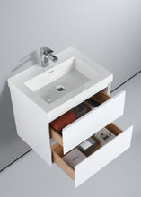 Load image into Gallery viewer, Blossom Assisi 24&quot; White Vanity - Eco-Friendly Minimalism with Soft-Closing Drawers, Acrylic Basin, Up, Open