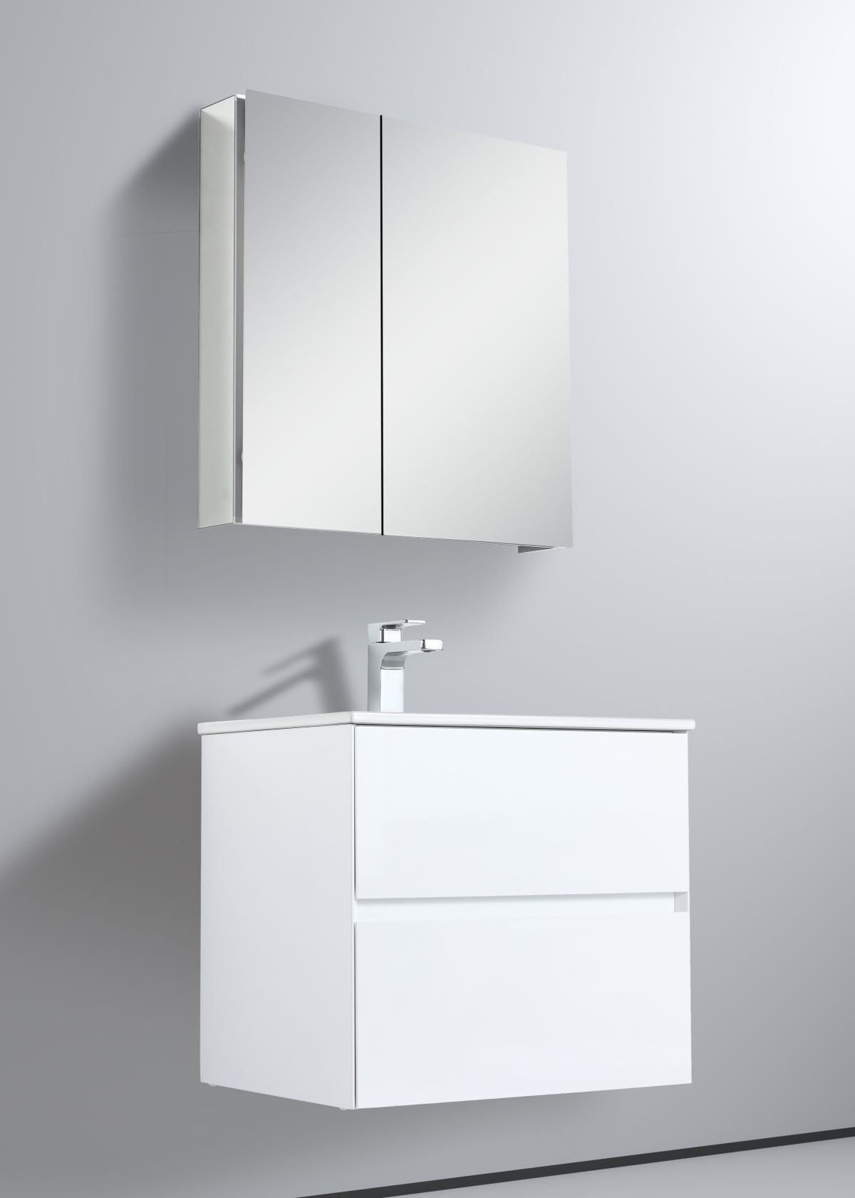 Blossom Assisi 24" White Vanity - Eco-Friendly Minimalism with Soft-Closing Drawers, Ceramic Basin, side