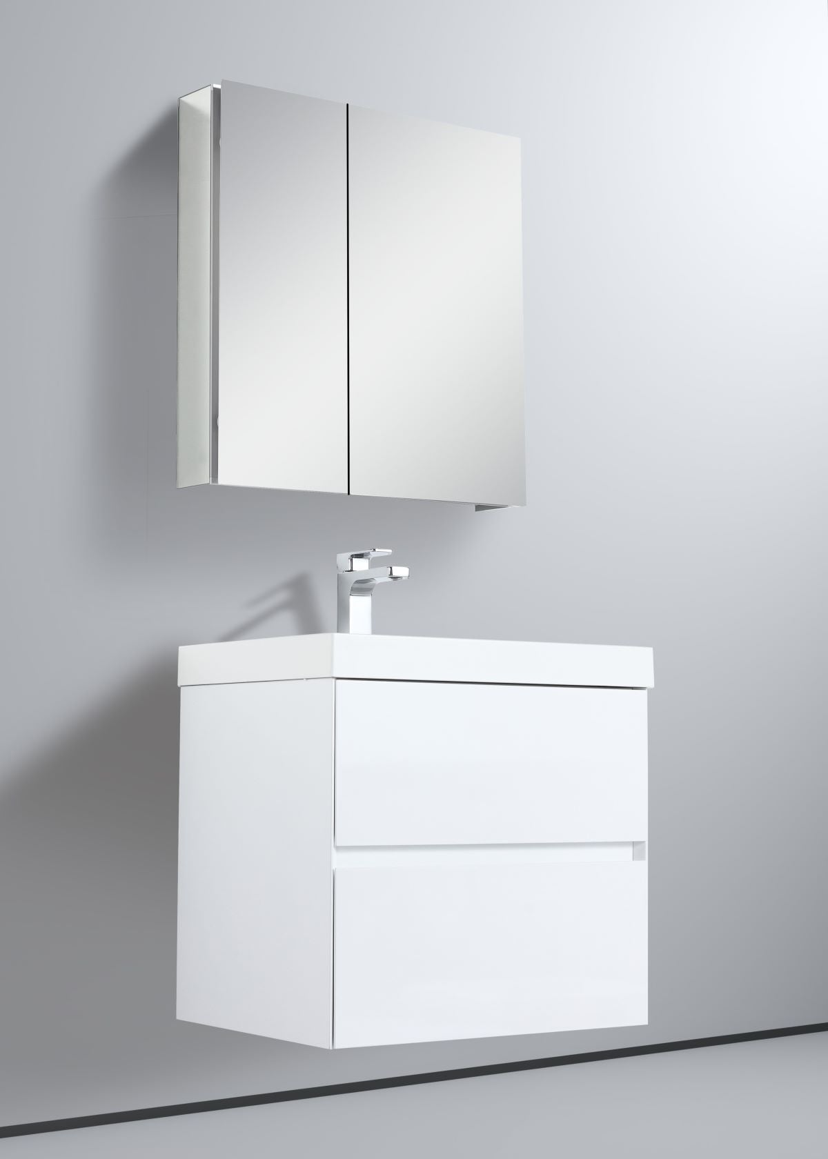 Blossom Assisi 24" White Vanity - Eco-Friendly Minimalism with Soft-Closing Drawers, Acrylic Basin, Side