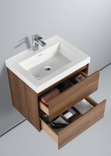 Load image into Gallery viewer,  Blossom Assisi 24&quot; Brown Walnut Vanity - Eco-Friendly Minimalism with Soft-Closing Drawers, Acrylic Basin,  open