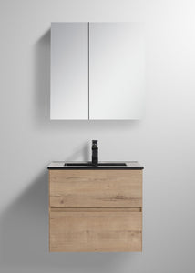  Blossom Assisi 24" Classic Oak Vanity - Eco-Friendly Minimalism with Soft-Closing Drawers, Black Ceramic Basin, front