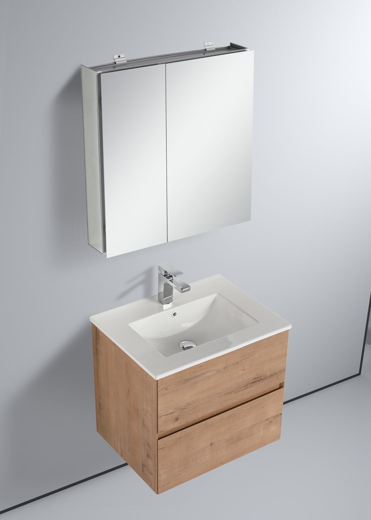  Blossom Assisi 24" Classic Oak Vanity - Eco-Friendly Minimalism with Soft-Closing Drawers, Ceramic Basin, up