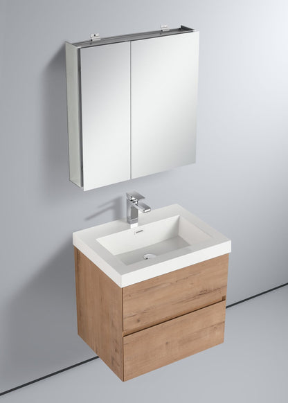  Blossom Assisi 24" Classic Oak Vanity - Eco-Friendly Minimalism with Soft-Closing Drawers, Acrylic Basin,  side
