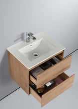 Load image into Gallery viewer,  Blossom Assisi 24&quot; Classic Oak Vanity - Eco-Friendly Minimalism with Soft-Closing Drawers, Ceramic Basin, open