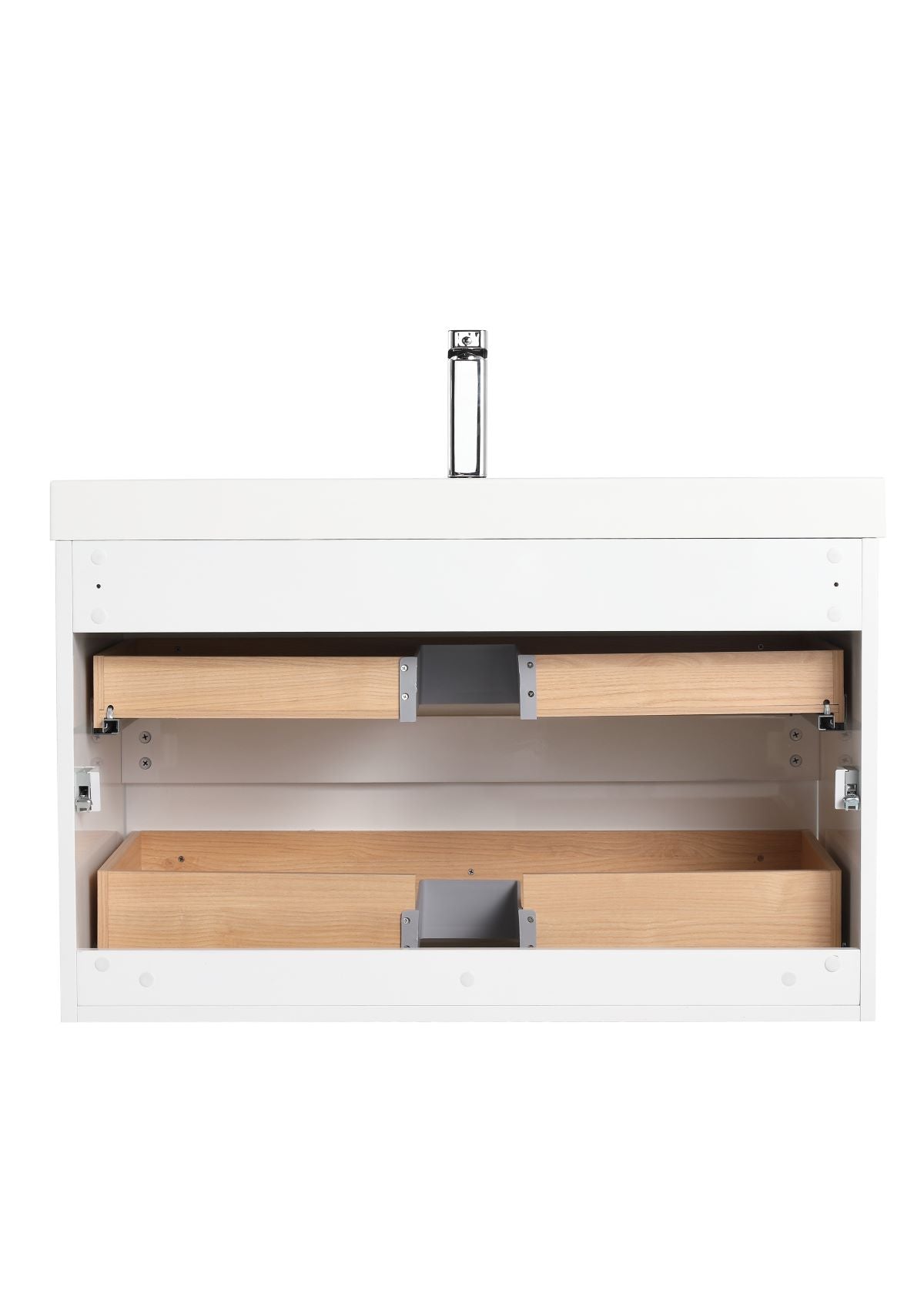 Blossom Assisi 36" Glossy White Vanity - Eco-Friendly European Minimalism with Soft-Closing Drawers, back