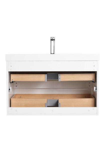 Blossom Assisi 36" Glossy White Vanity - Eco-Friendly European Minimalism with Soft-Closing Drawers, back