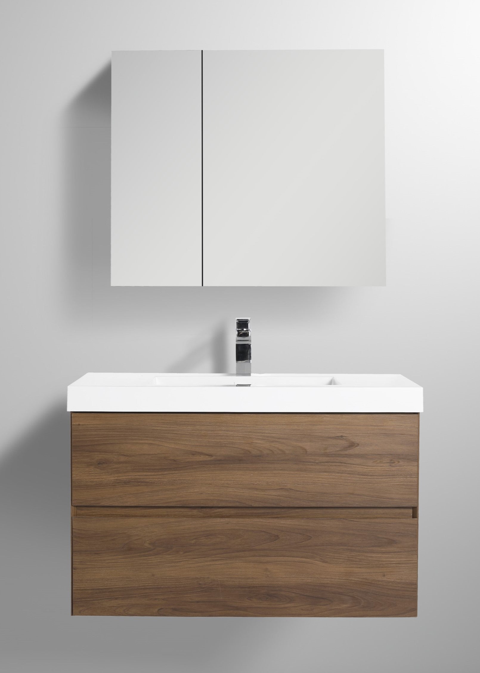 Blossom Assisi 36" Brown Walnut Vanity - Eco-Friendly European Minimalism with Soft-Closing Drawers, Front