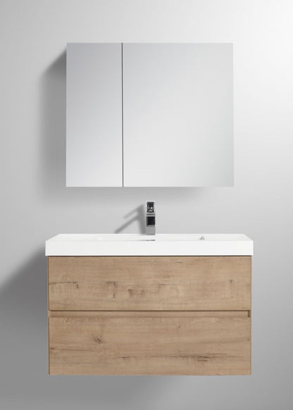 Blossom Assisi 36" Classic Oak Vanity - Eco-Friendly European Minimalism with Soft-Closing Drawers, Acrylic Basin, front