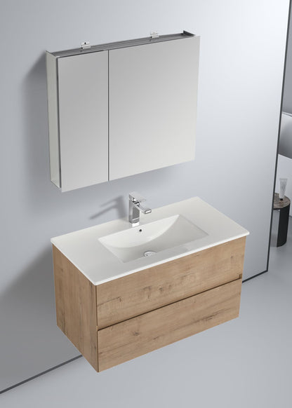 Blossom Assisi 36" Classic Oak Vanity - Eco-Friendly European Minimalism with Soft-Closing Drawers, Acrylic Basin, side1