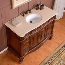 Load image into Gallery viewer, Silkroad Exclusive 48&quot; English Chestnut Single Sink Vanity with Crema Marfil Marble Top - ZY-0250-CM-UWC-48