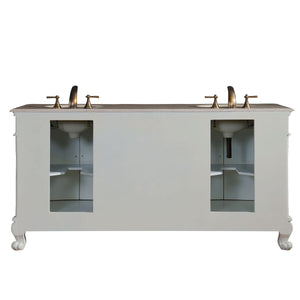 Silkroad Exclusive 72" Antique White Double Vanity with Crema Marfil Marble Top - ZY-0250-CM-UWC-72, back